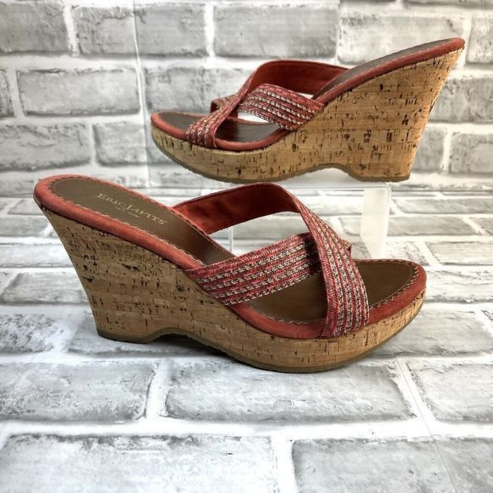 Eric Javits New York Women’s 10 Woven Wedge Crisscross Cork Sandals